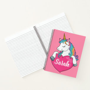 Carnet Nom personnalisé Cute Unicorn  