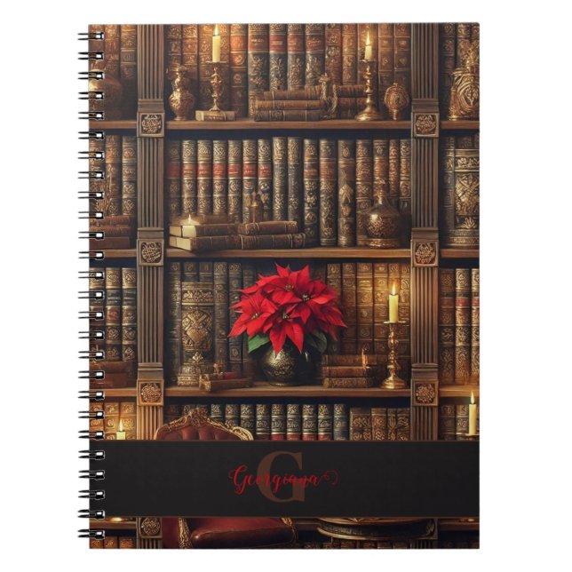 Carnet Nom personnalisé Dark Academia Poinsettia Librairi (Devant)
