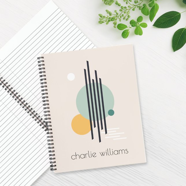 Carnet Nom personnalisé de l'art géométrique abstrait rét (Créateur téléchargé)
