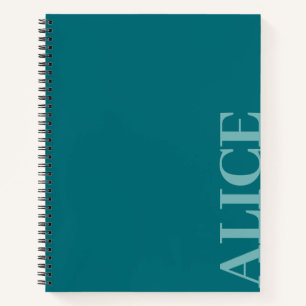 Carnet Nom personnalisé de style de texte simple sarcelle