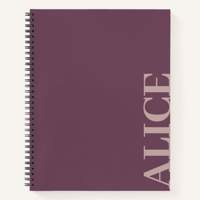 Carnet Nom personnalisé de style de texte simple violet (Devant)