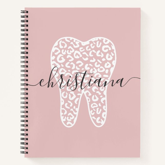 Carnet Nom personnalisé Dental Empreinte de léopard Tooth (Devant)