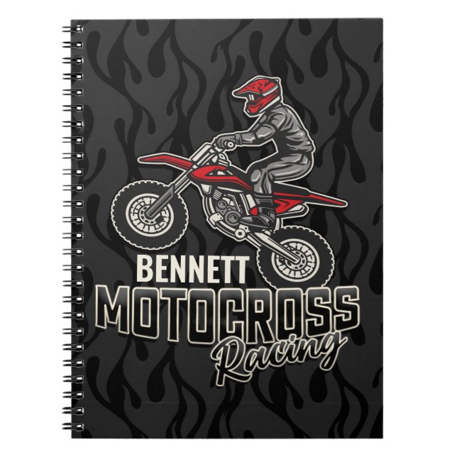 Carnet Nom personnalisé Dirt Vélo Rider Motocross Racing (Devant)