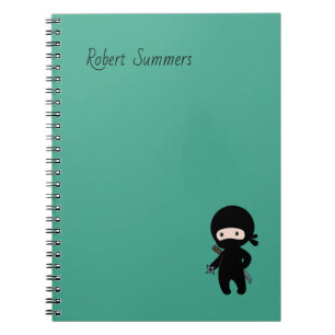 Carnet Nom personnalisé du minuscule Ninja sur le vert fo