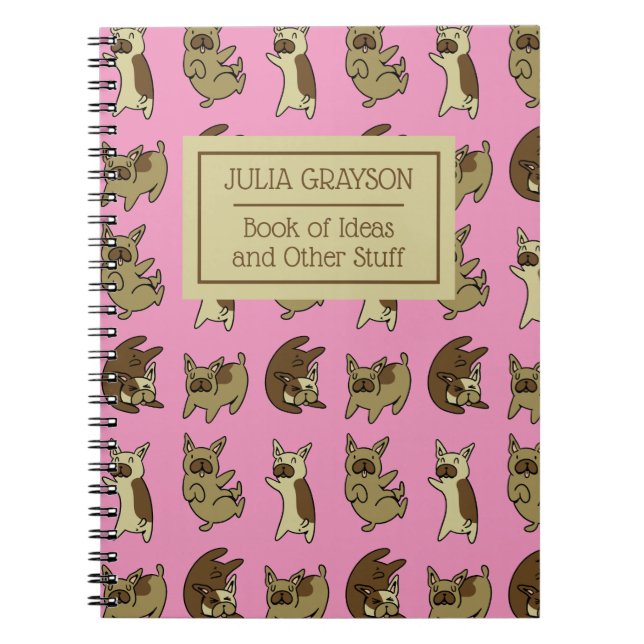 Carnet Nom personnalisé du Motif Bulldog français personn (Devant)