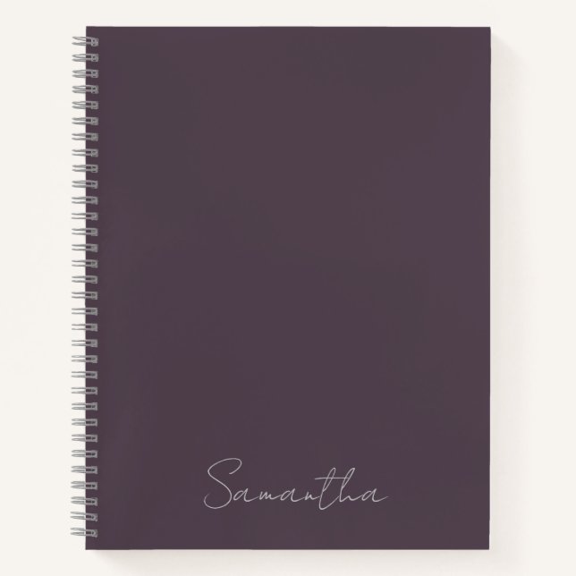 Carnet Nom personnalisé élégant Purple Taupe (Devant)
