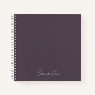 Carnet Nom personnalisé élégant Taupe Violet