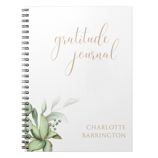 Carnet Nom personnalisé Eucalyptus Green Gratitude Journa (Devant)