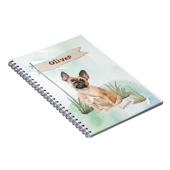 Carnet Nom personnalisé French Bulldog Pet Chien (Côté Droit)