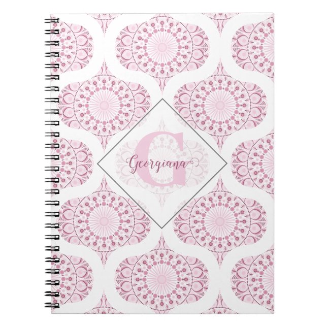 Carnet Nom personnalisé Joli rose les années 70 Confetti  (Devant)