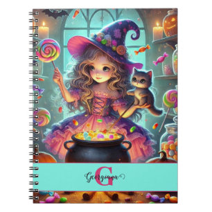 Carnet Nom personnalisé Jote Whimsical Witch Halloween Tr