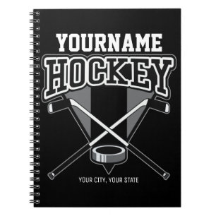 Carnet NOM Personnalisé Joueur de hockey Stick Puck Team