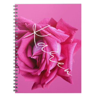Carnet Nom personnalisé Karen rose chaud rose floral