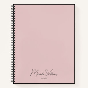 Carnet Nom personnalisé minimaliste de couleur rose pâle