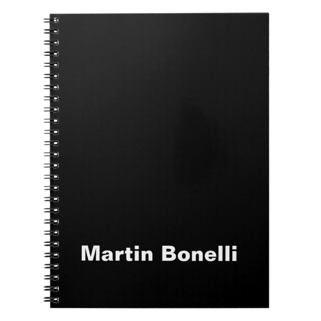 Carnet Nom personnalisé minimaliste moderne noir blanc (Devant)