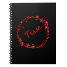 Nom personnalisé monogramme floral rouge girly mou