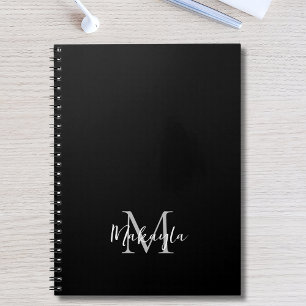 Carnet Nom personnalisé Monogramme noir