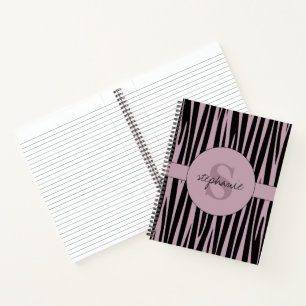 Carnet Nom personnalisé Monogramme Zebra stripes motif