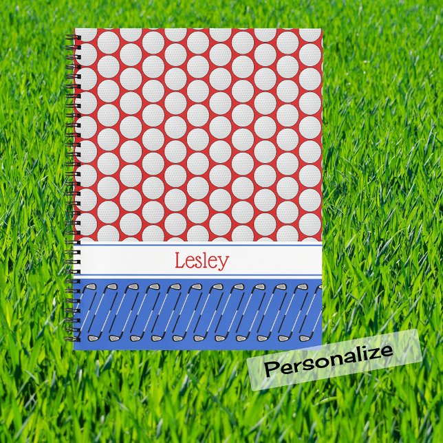 Carnet Nom personnalisé motif à thème de golf (Créateur téléchargé)