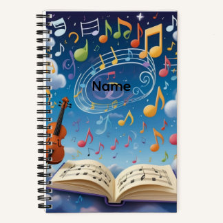 Carnet Nom personnalisé notes de musique