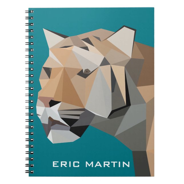 Carnet Nom personnalisé par tigre géométrique abstrait (Devant)