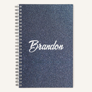 Carnet Nom personnalisé parties scintillant bleue
