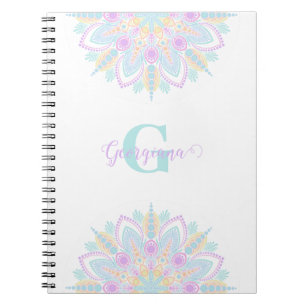 Carnet Nom personnalisé Pastel Rainbow Floral Sundae Mand