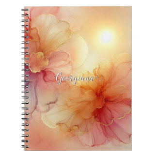 Carnet Nom personnalisé Pêcher framboise Floral Alcool En