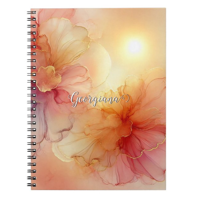 Carnet Nom personnalisé Pêcher framboise Floral Alcool En (Devant)