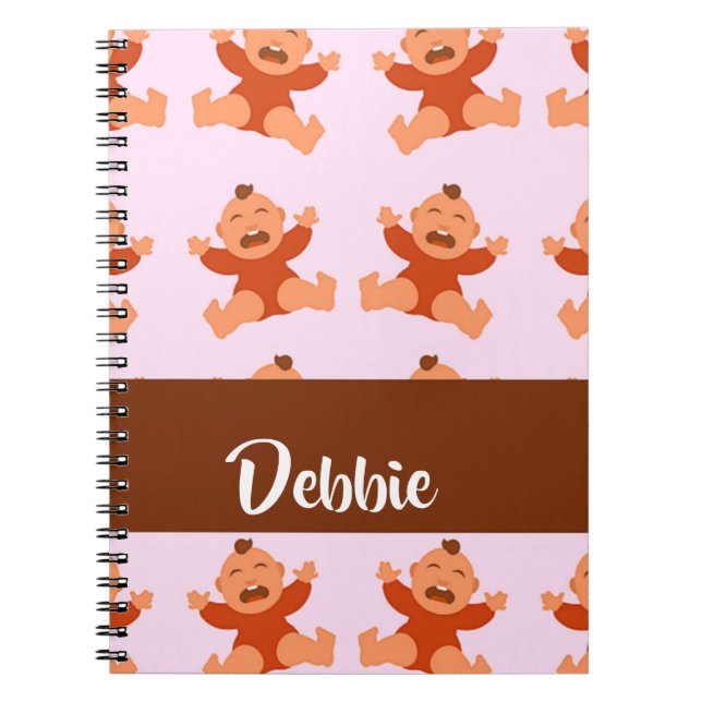 Carnet Nom personnalisé pleurant des bébés roses (Devant)