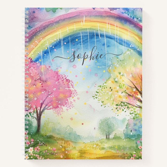 Carnet Nom personnalisé Rainbow Sunshine and Rain (Devant)