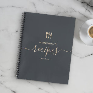Carnet Nom personnalisé Recette de script élégant moderne