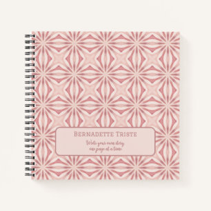 Carnet Nom Personnalisé Rose Moderne Floral Chic Joli Fil