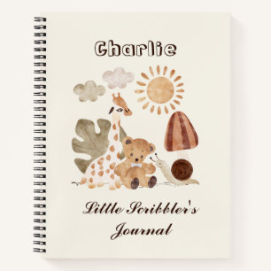 Carnet Nom personnalisé Texte Boho Woodland Jungle Animal