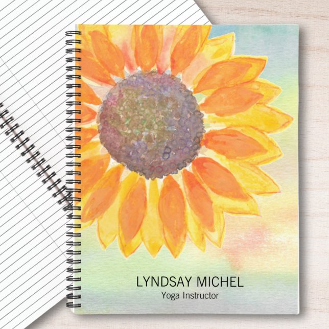 Carnet Nom personnalisé Yoga Instructeur Tournesol (Créateur téléchargé)
