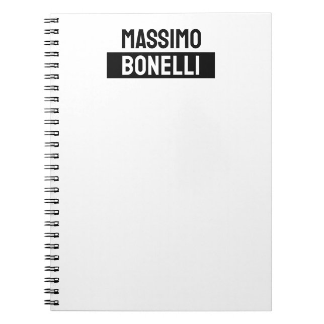 Carnet Nom propre Minimaliste Moderne Simple Noir Blanc (Devant)