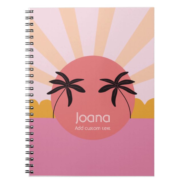 Carnet Nom rose du palmier de la plage moderne (Devant)