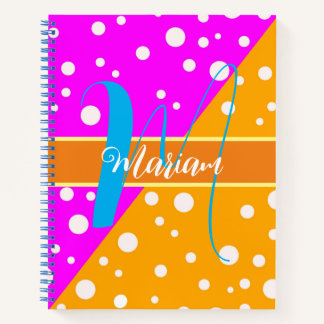 Carnet Nom rose et orange d'esthétique brillante Monogram