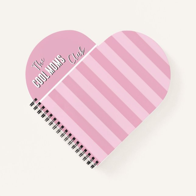 Carnet Nom Script Vintage Rayure Rose (Devant)