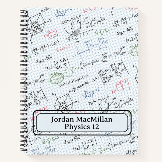 Carnet Nom Sujet Math Physique Ingénierie Équations (Devant)