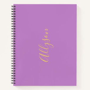 Carnet Nom vertical tendance dans Script Gold, Lavande