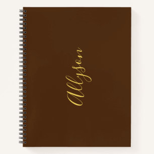 Carnet Nom vertical tendance en Gold Script, Chocolat