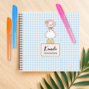 Carnet Nommé Canard Rose Coquette Script Personnalisé