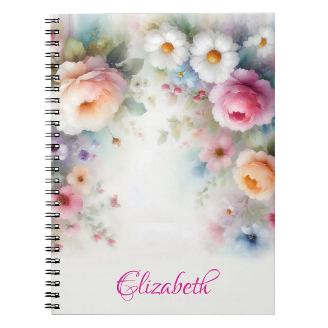 Carnet Noms d'art floral aquarelle à l'aquarelle mignons  (Devant)