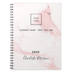 Carnet Noms élégants de marbre rose blush pour logo d'ent
