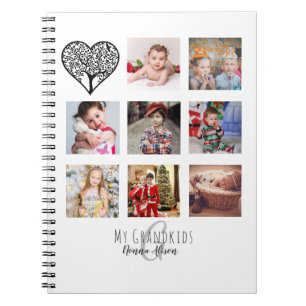 Carnet NONNA 8 x Photo Collage Grandchildren Family Tree