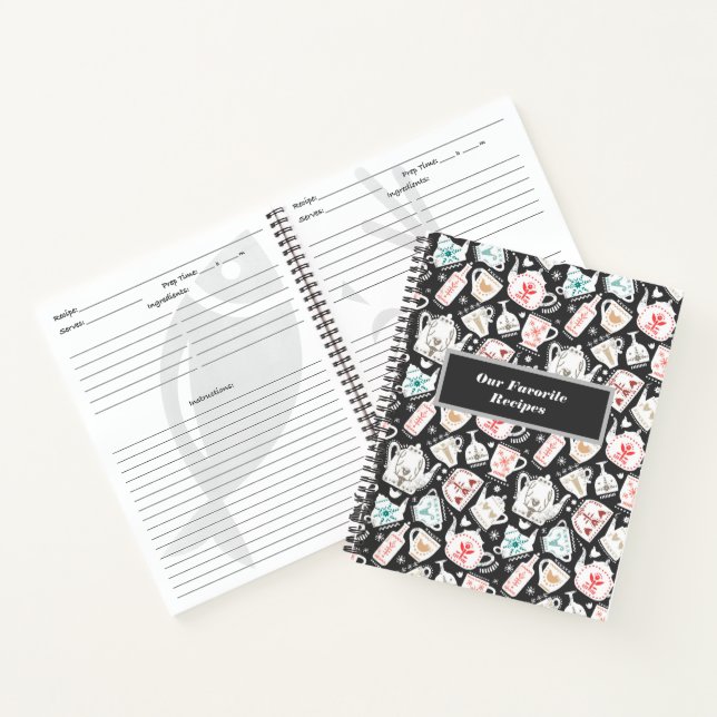 Carnet Nordic Folk Art Table Recette personnalisée (Intérieur)