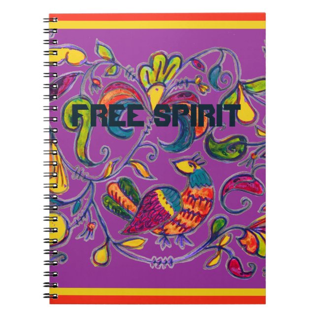 Carnet Northern Bird Folk Art Free Spirit (Devant)