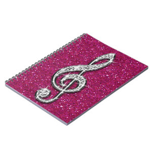 Carnet Note de musique en diamant pailleté brillant impri