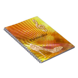 Carnet Note de musique orange scintillante et talon aigui